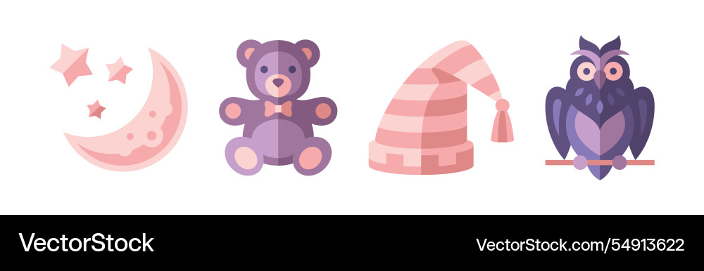 Better sleep item and bedtime elements set Better sleep item and bedtime elements set vector image