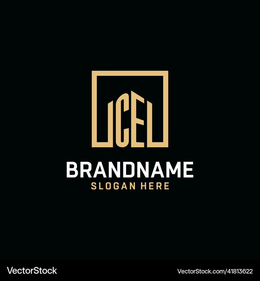 Ce initial monogram logo design with square shape Vector Image