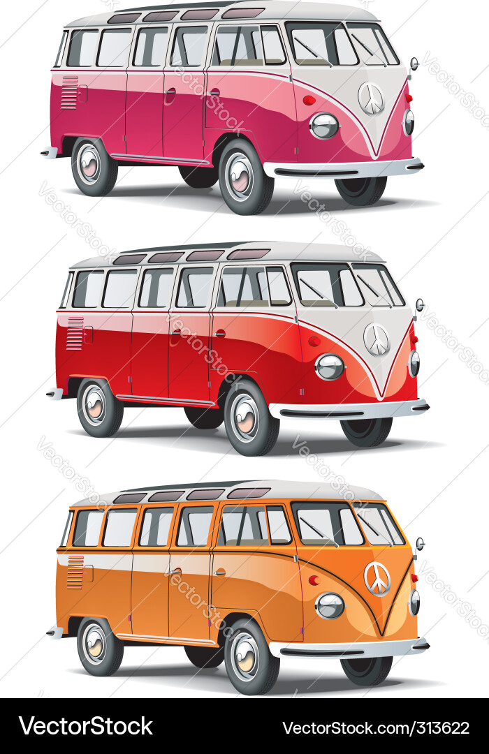 Classic Volkswagen Microbus Set vector image