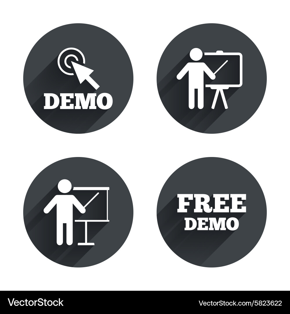 Demo with cursor icon presentation billboard vector image