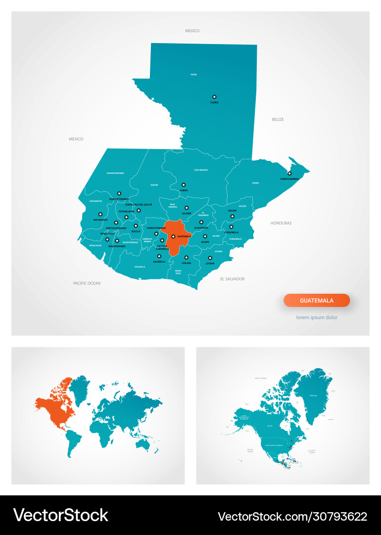 Editable template map guatemala with marks Vector Image