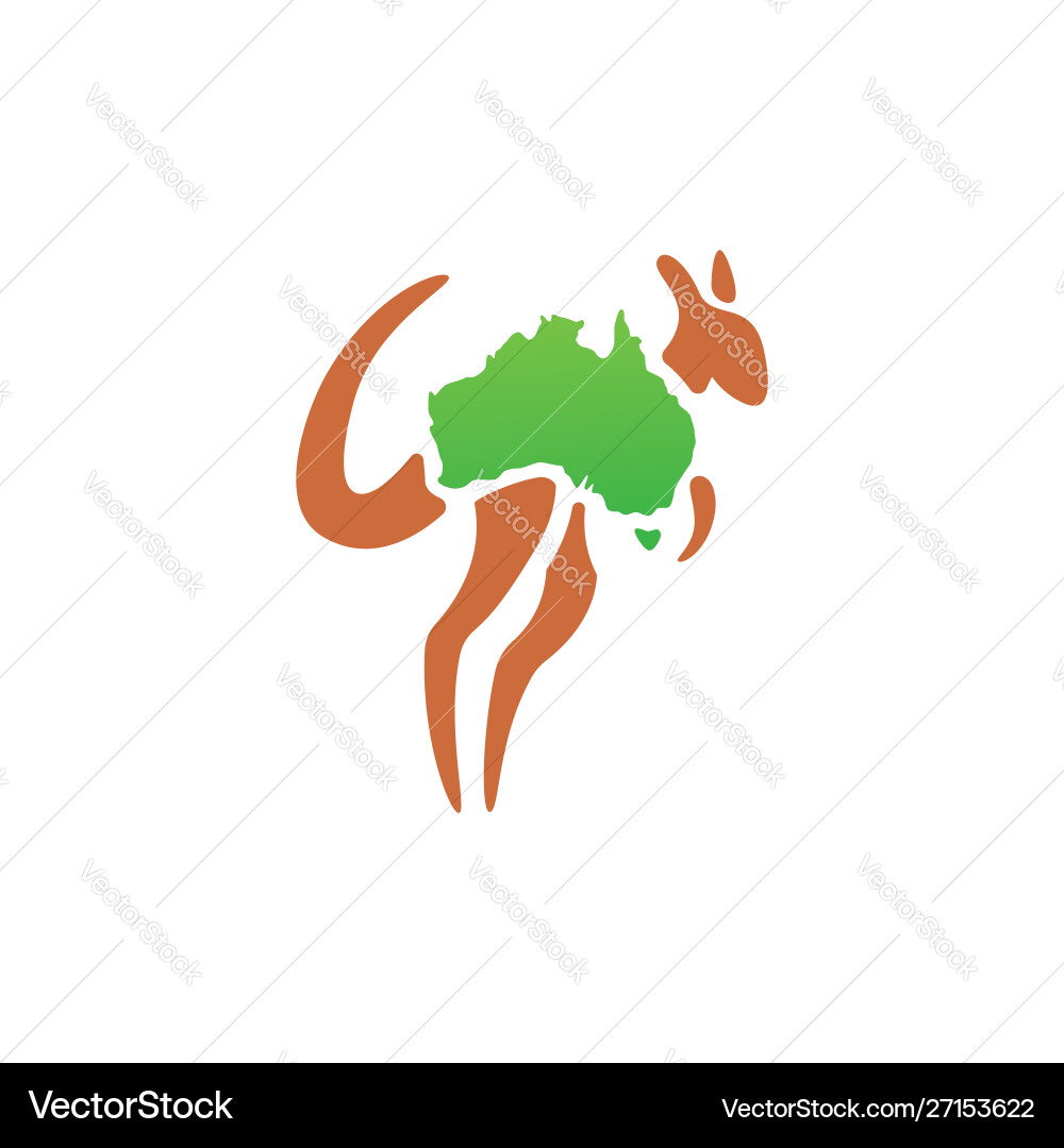 Flat minimalist kangaroo logo with australia Flat minimalist kangaroo logo with australia vector image