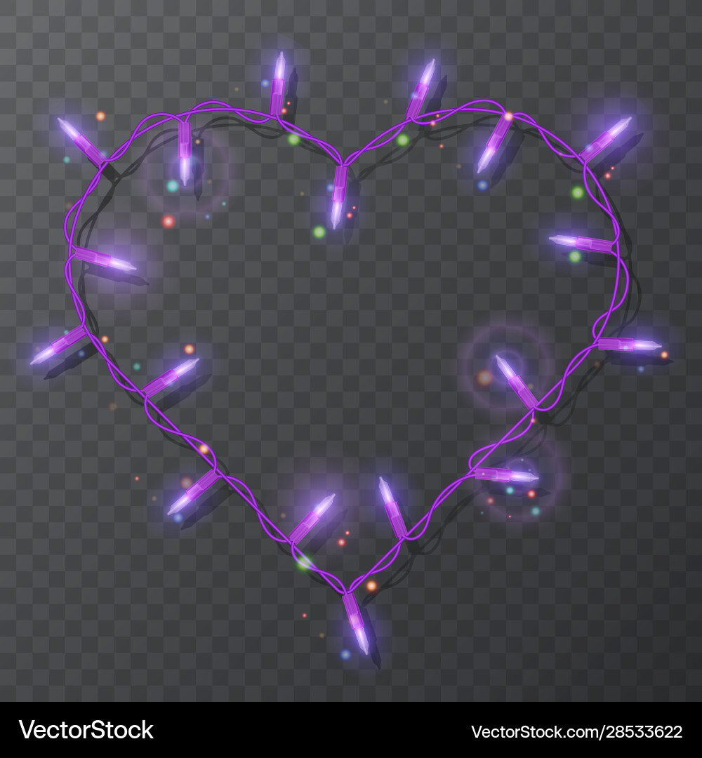Frame in form heart with realistic lights Frame in form heart with realistic lights vector image