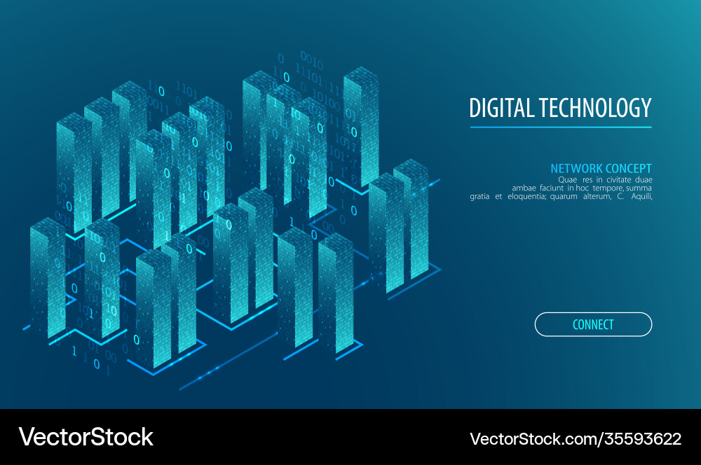 Isometric big data flow processing concept cloud Vector Image