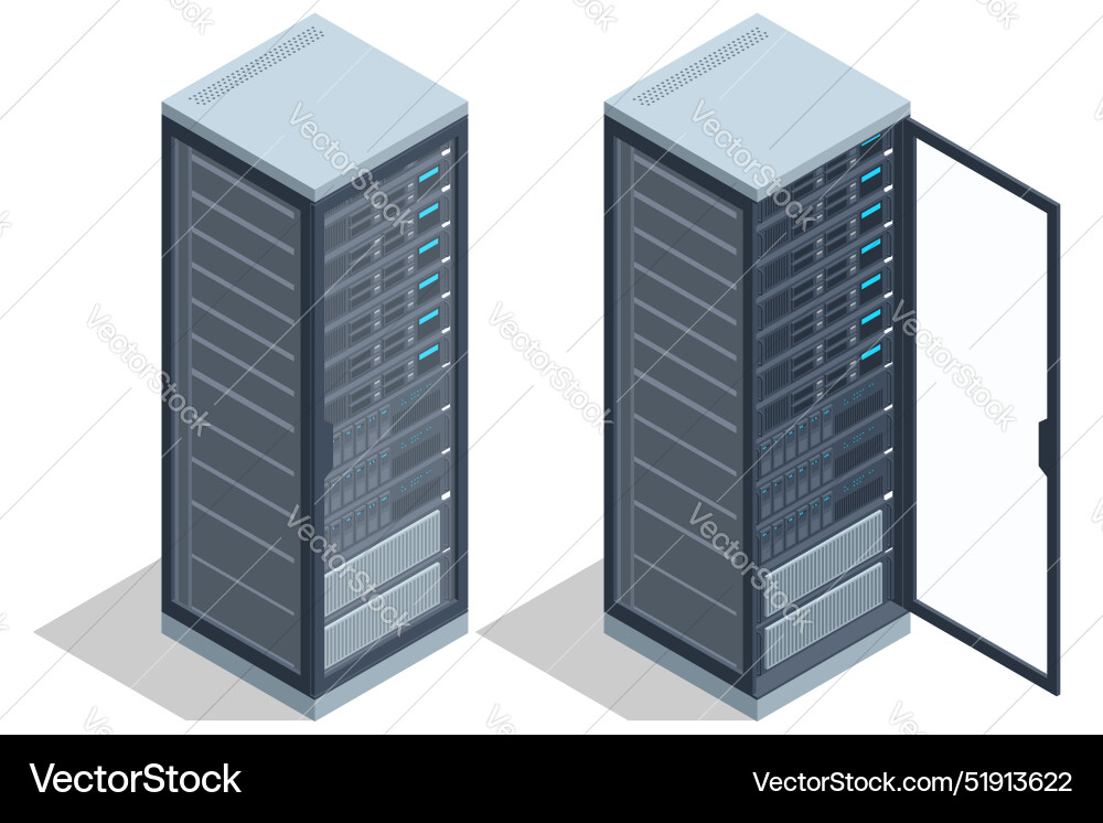 Isometric network computing technologies digital Isometric network computing technologies digital vector image