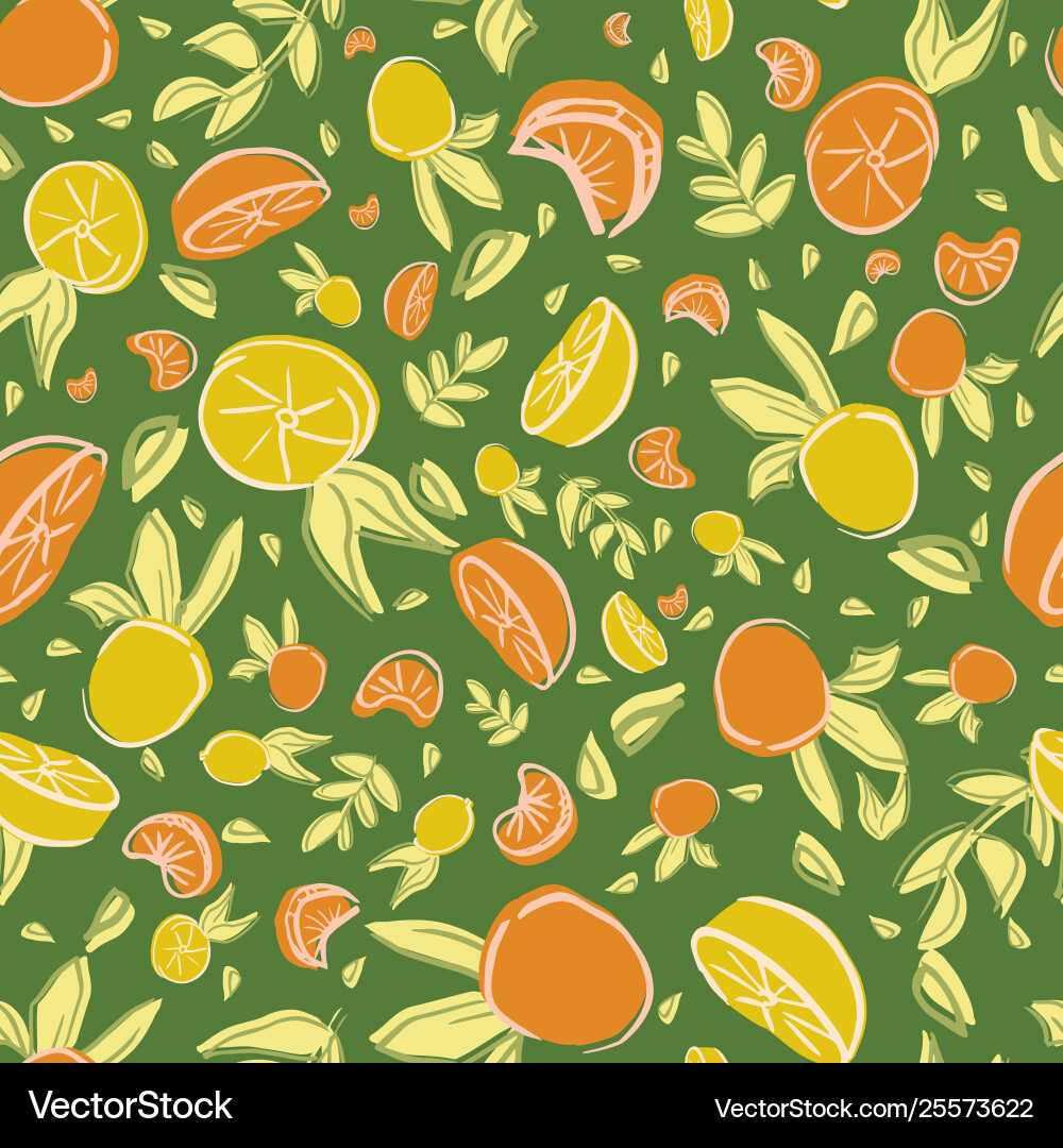Lemon orange leaf seamless repeat pattern design Vector Image