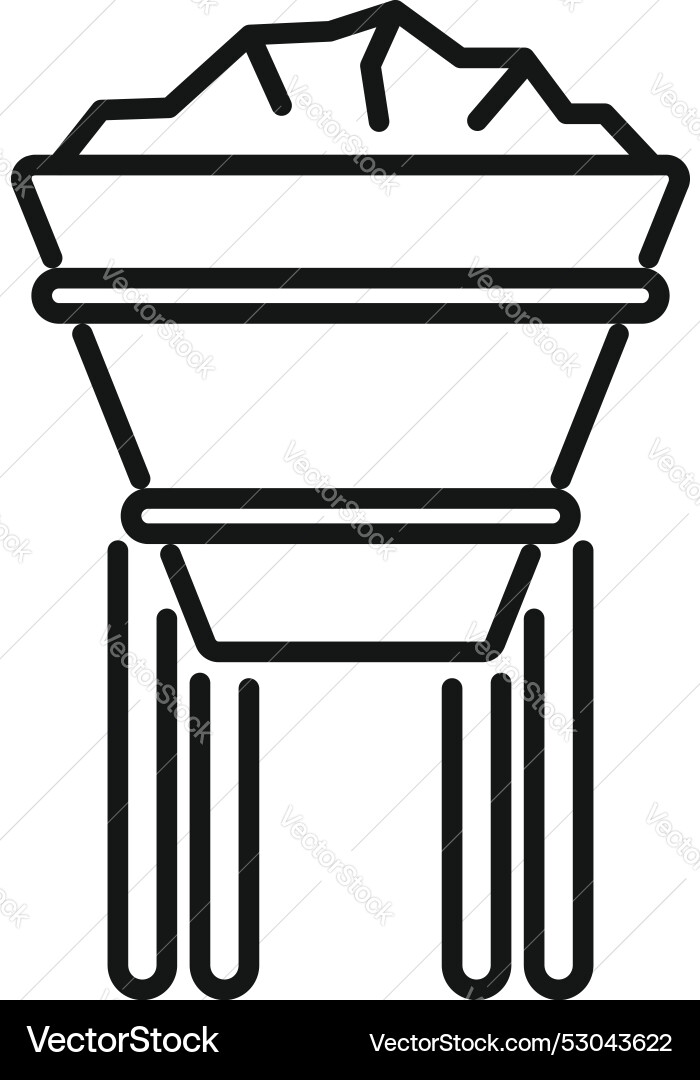 Mining cart full of coal moving on rails icon thin vector image