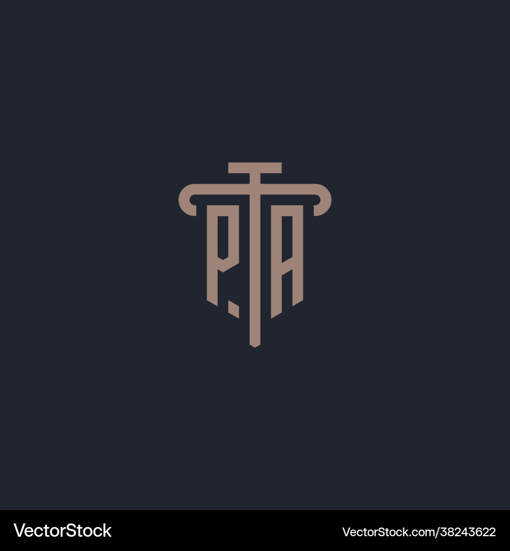 Pa initial logo monogram with pillar icon design Vector Image