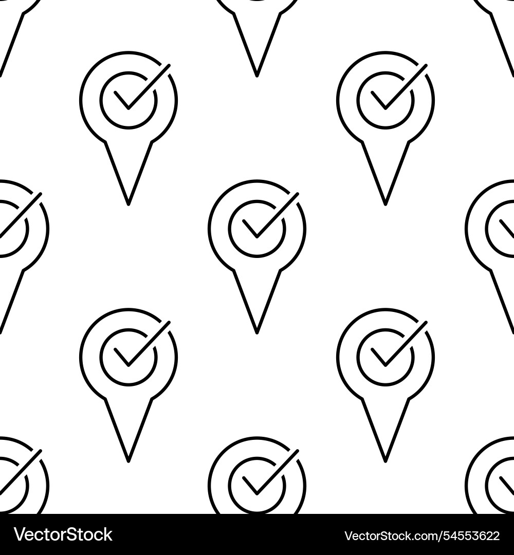Seamless pattern location pin and check mark gps Seamless pattern location pin and check mark gps Vector Image