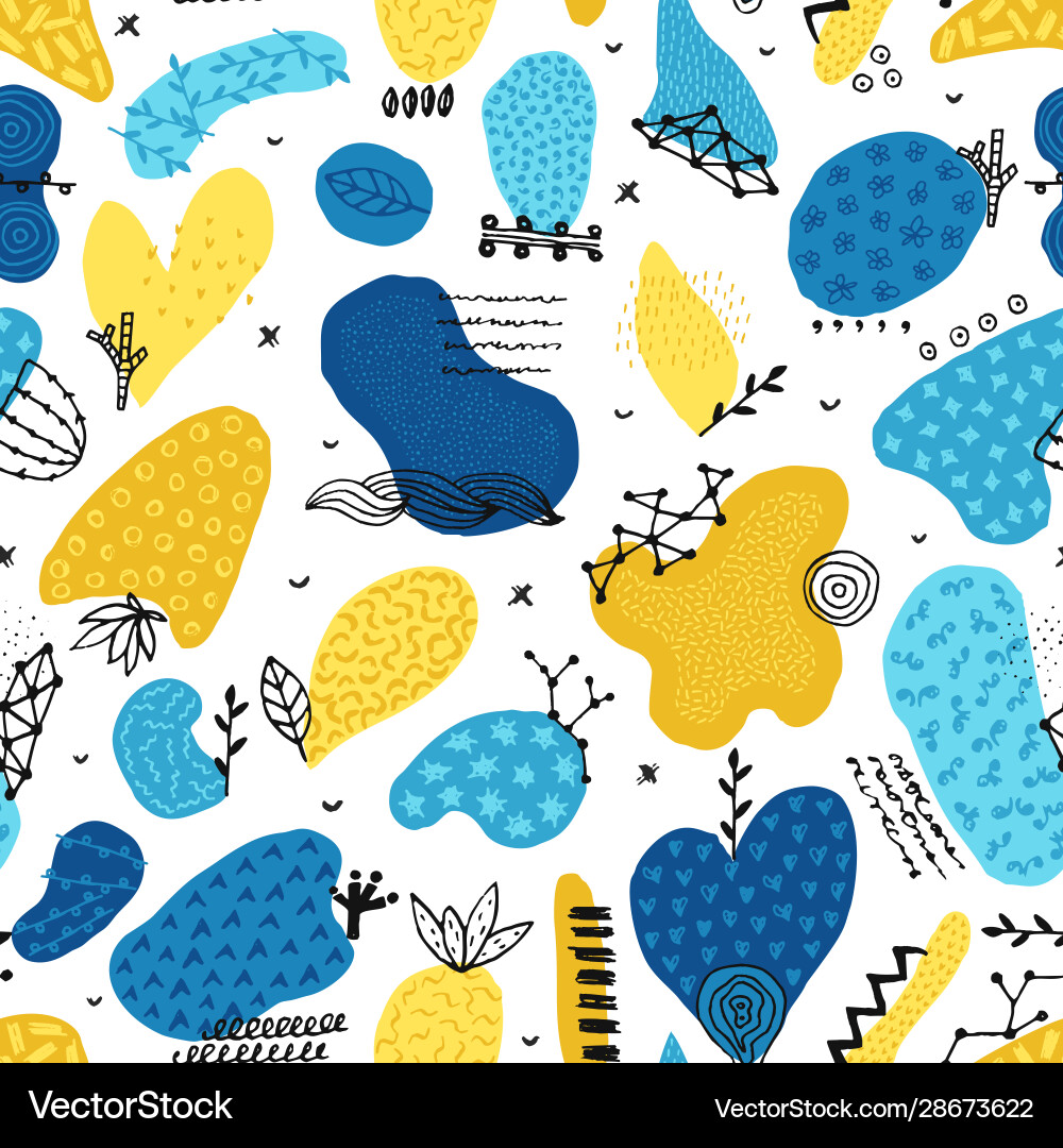Seamless pattern with hand drawn abstract Vector Image