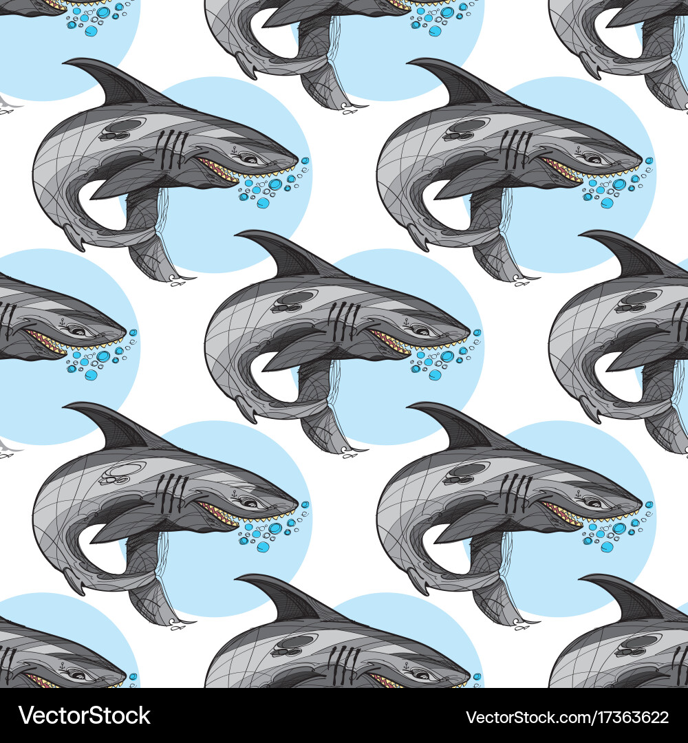 Seamless pattern with image a shark vector image