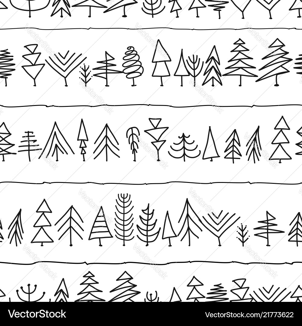 Seamless pattern with trees sketch for your Seamless pattern with trees sketch for your vector image