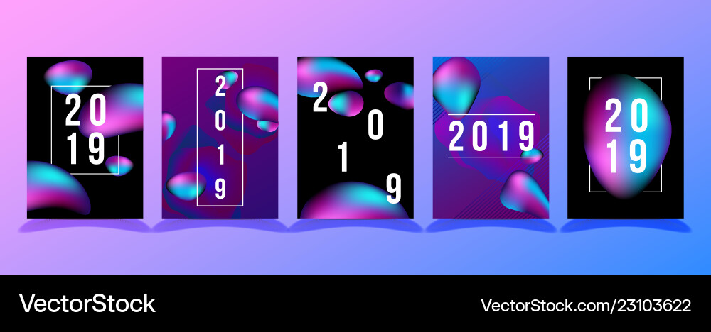Set of liquid 2019 page template for calendar Set of liquid 2019 page template for calendar vector image