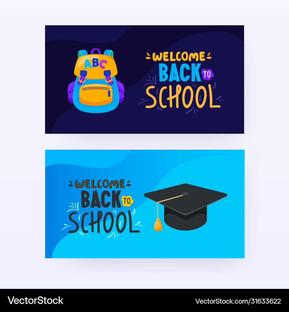 Set school banners with objects and text Vector Image
