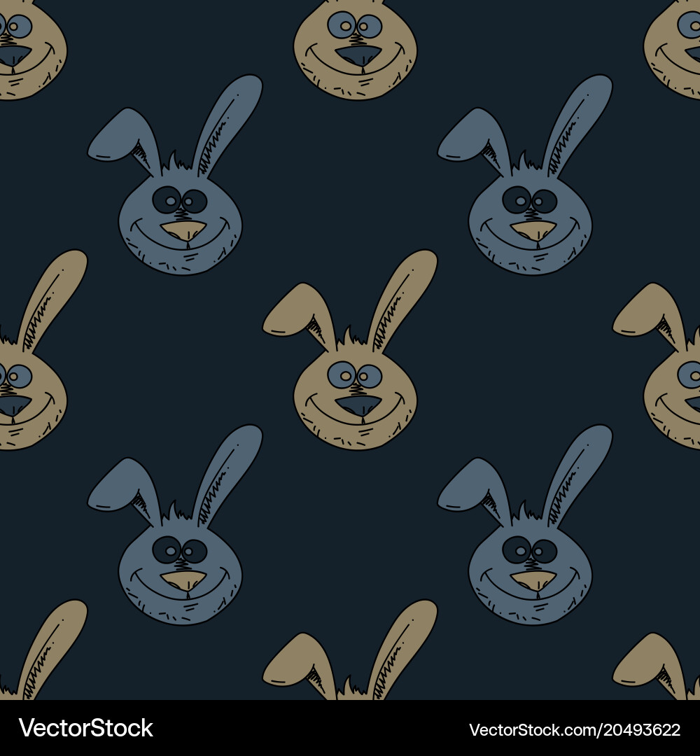 Smiling rabbit face seamless pattern Vector Image