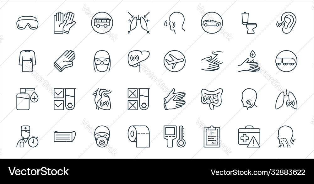 Stop virus line icons linear set quality vector image