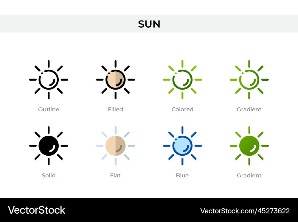 Sun icon in different style icons designed Sun icon in different style icons designed Vector Image