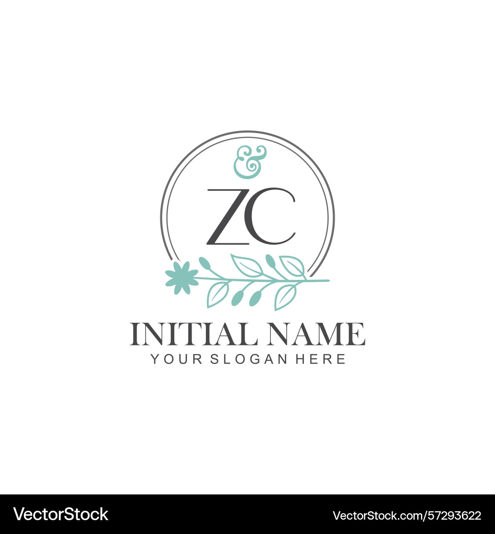 Zc initial logo templates with botanical elements Vector Image