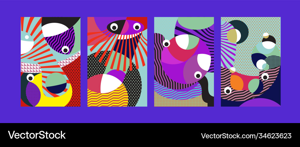 Abstract colorful geometric and curvy pattern Vector Image