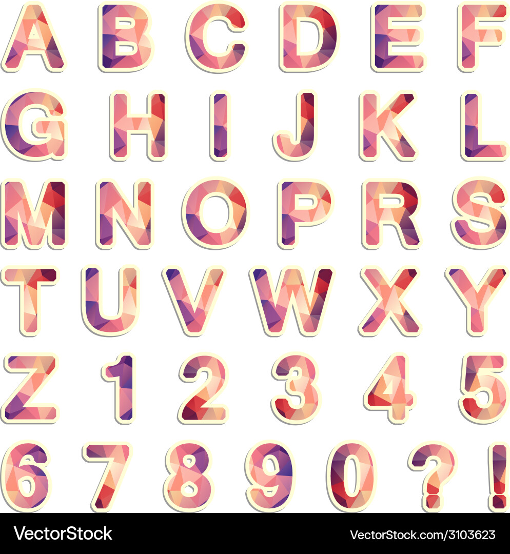 Alphabet Letters with Triangle Pattern vector image