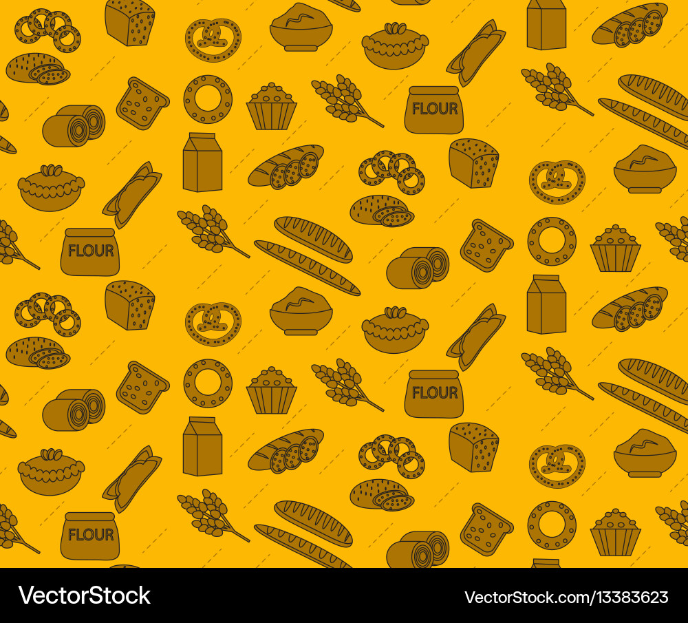 Bakery products seamless pattern with bread loaf Vector Image