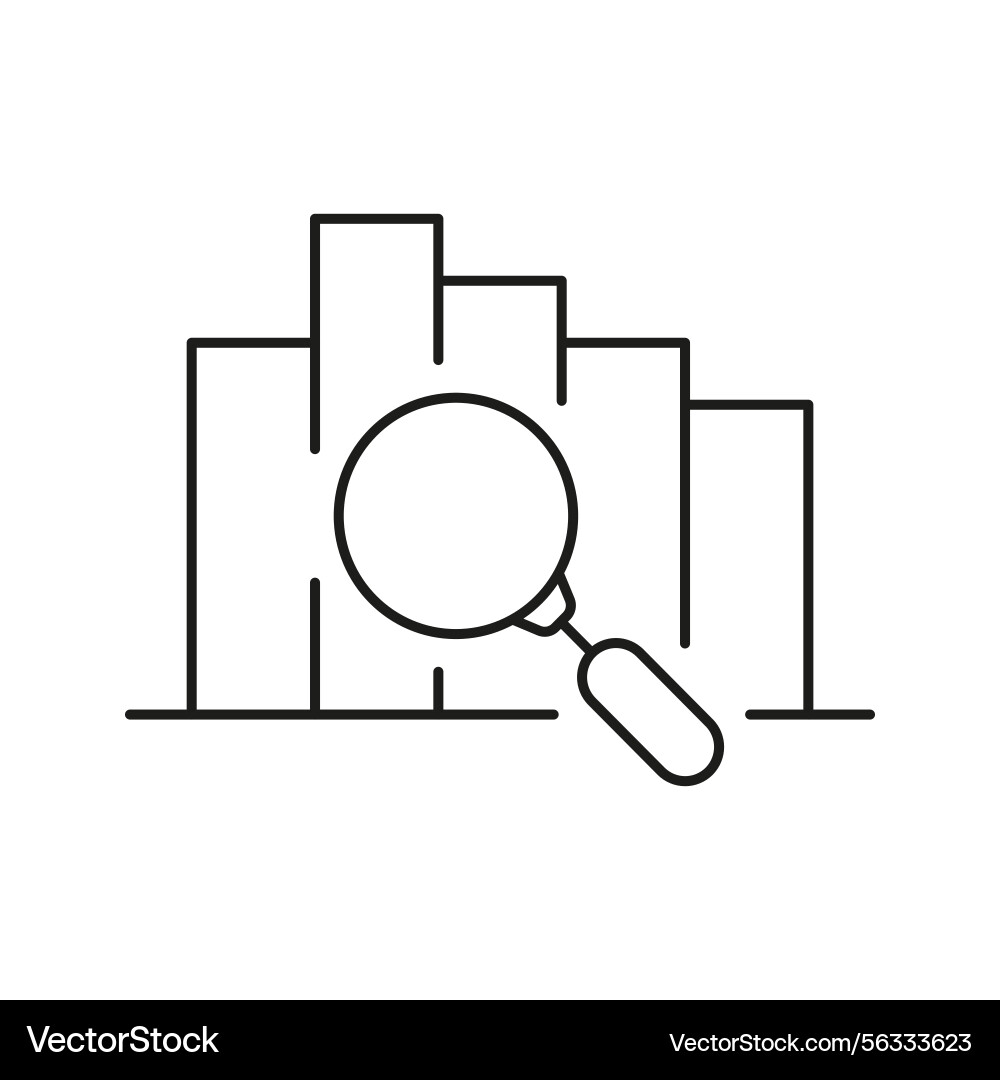 Bar chart with magnifying glass line icon data Bar chart with magnifying glass line icon data vector image