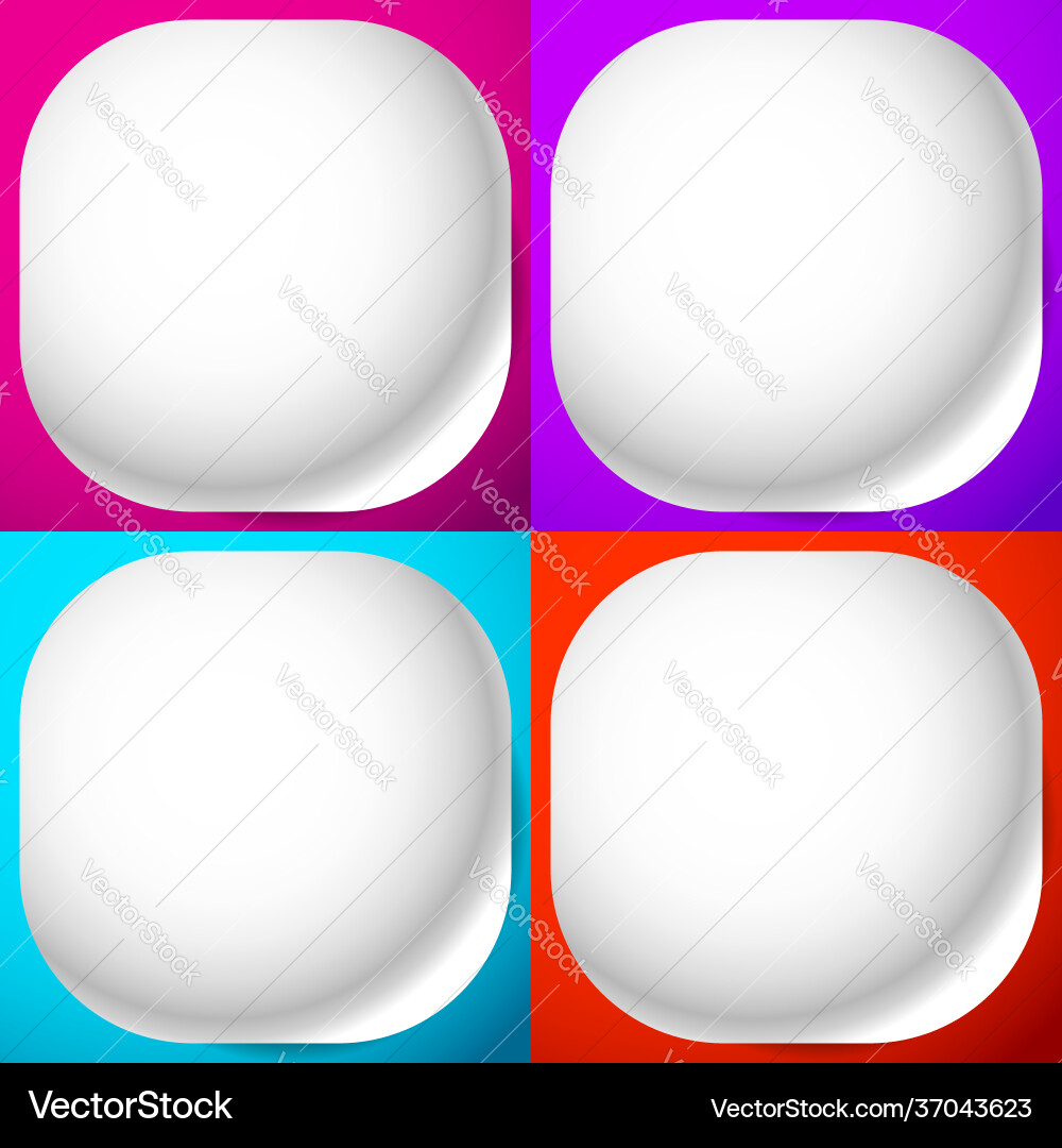 Blank empty rounded square button badge and pin Blank empty rounded square button badge and pin vector image
