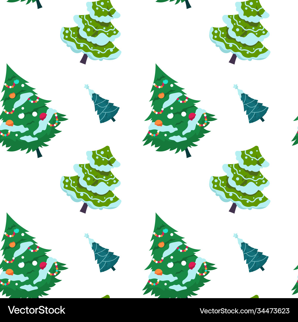 Christmas Fir & Spruce Pattern Vector Image