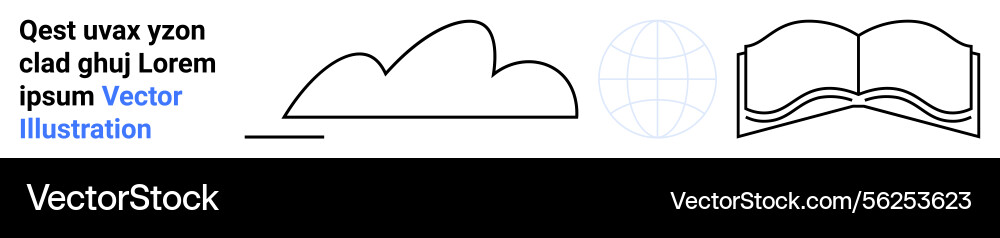 Cloud globe and open book representing knowledge Cloud globe and open book representing knowledge vector image