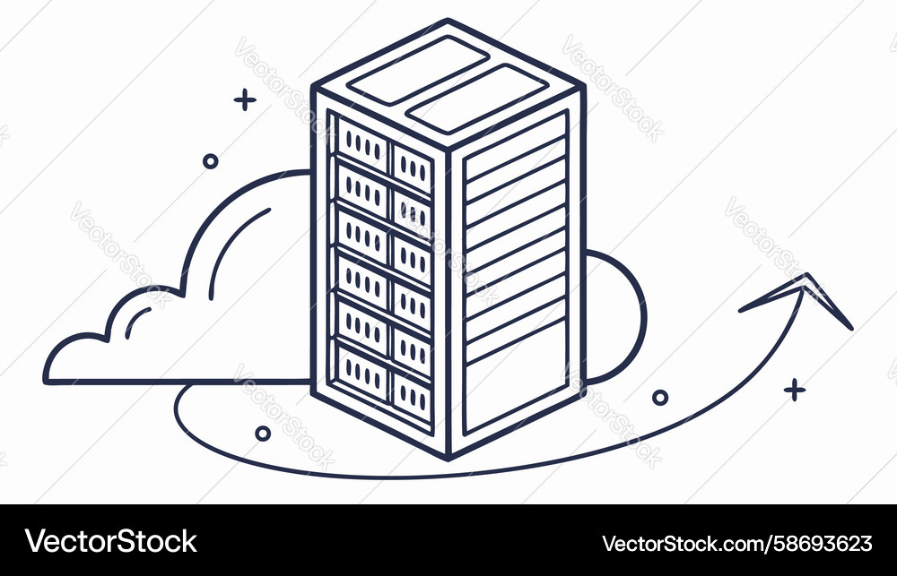Cloud server rack icon for data hosting design Vector Image