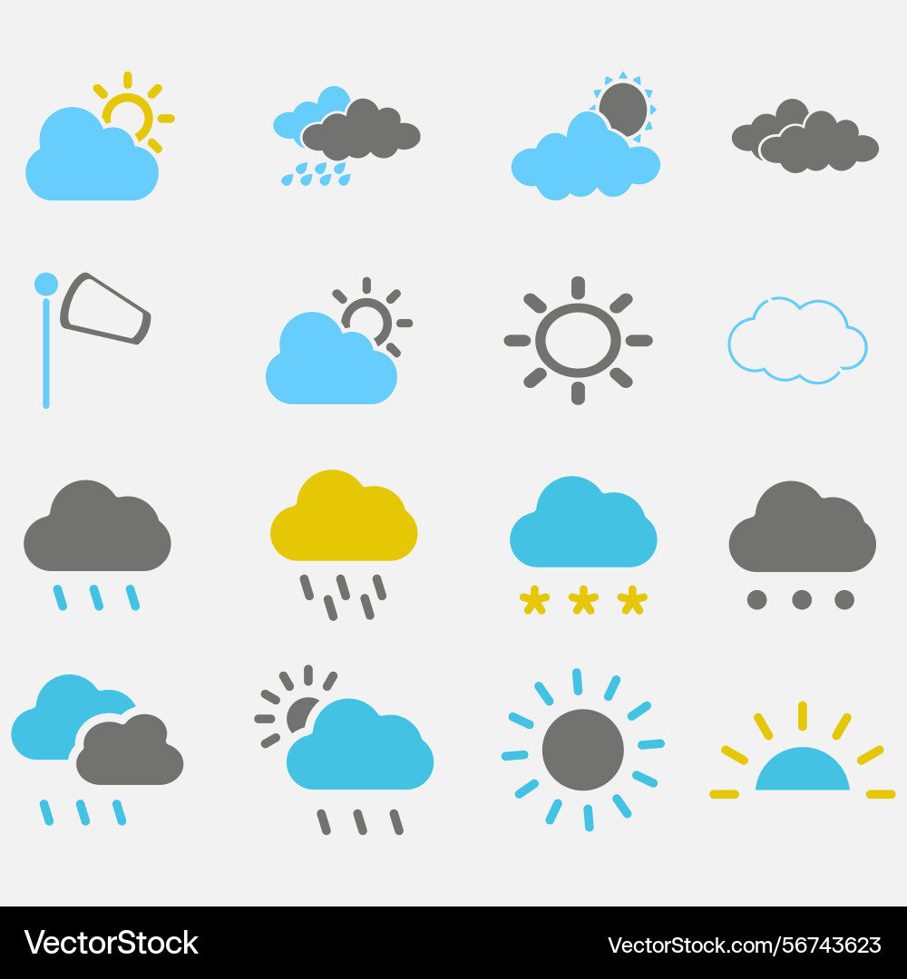 Clouds icons set of in different form Clouds icons set of in different form Vector Image