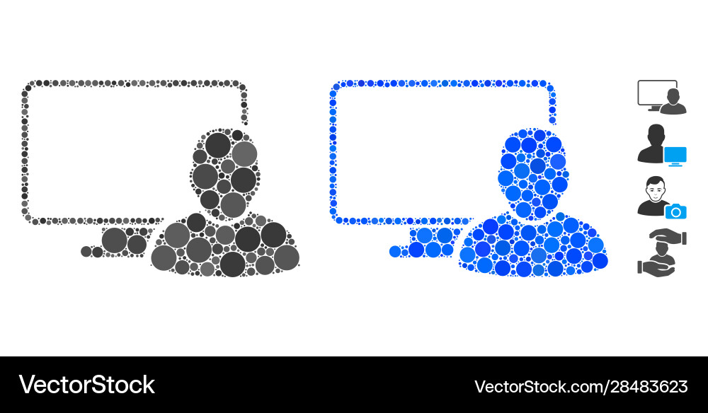 Computer user mosaic icon spheric items Computer user mosaic icon spheric items vector image