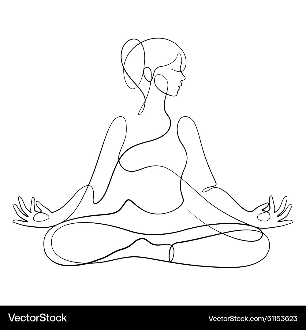 Continuous line drawing of woman in yoga pose Continuous line drawing of woman in yoga pose vector image