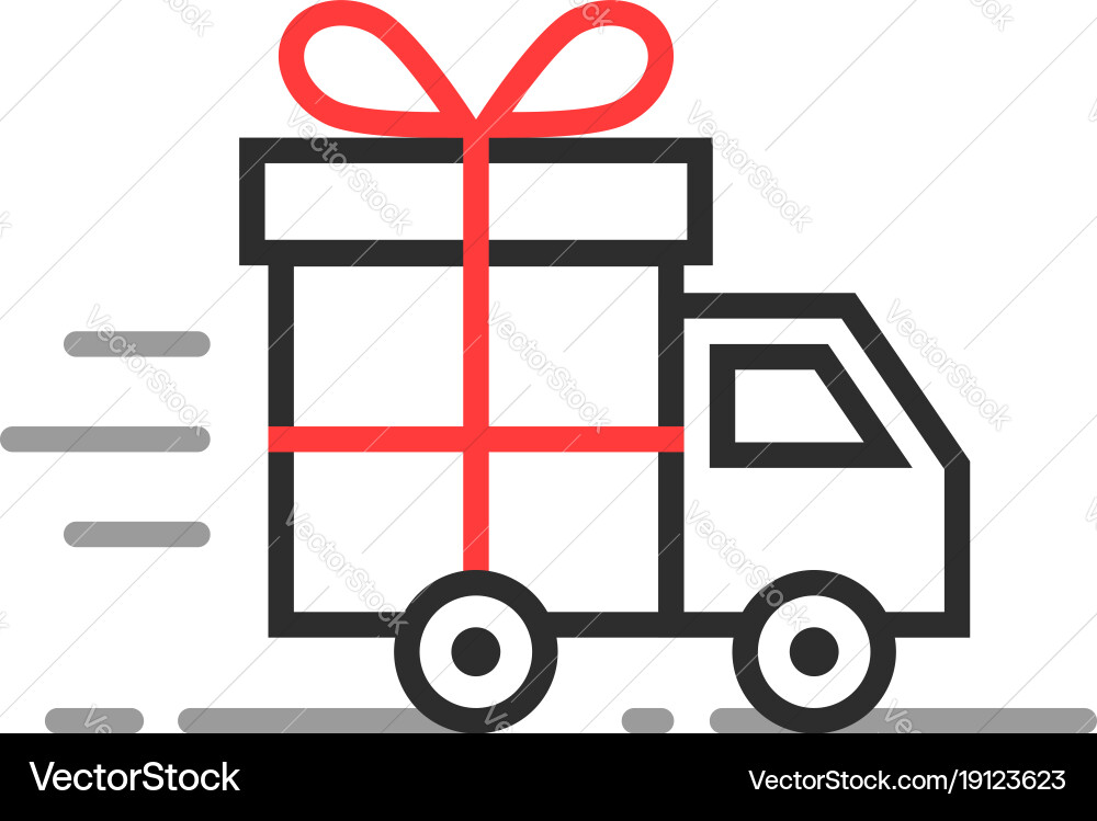 Delivery Truck with Gift Box Vector Image