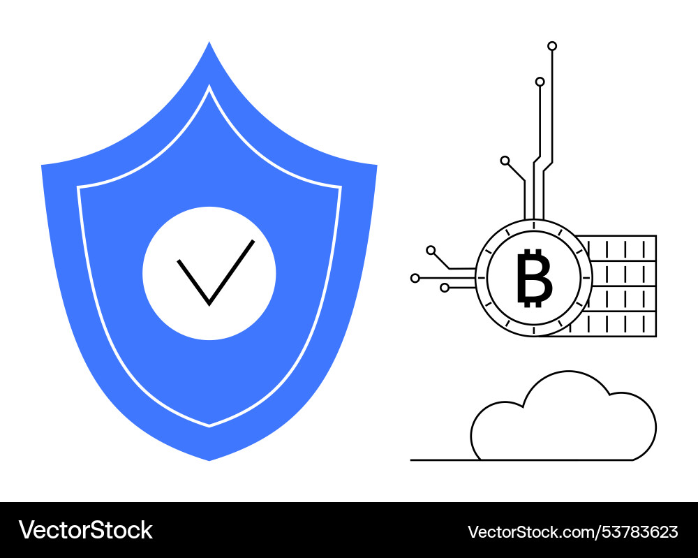 Digital security and bitcoin blockchain concept vector image