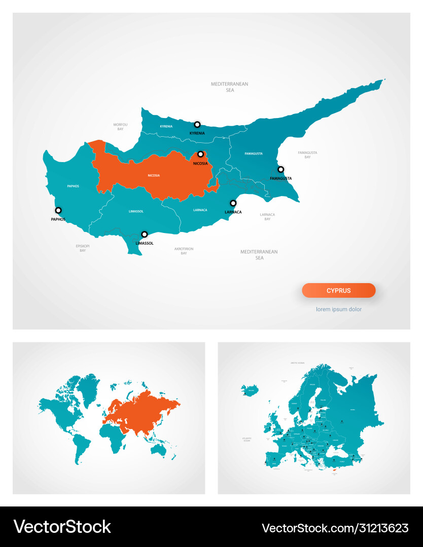 Editable template map cyprus with marks Vector Image