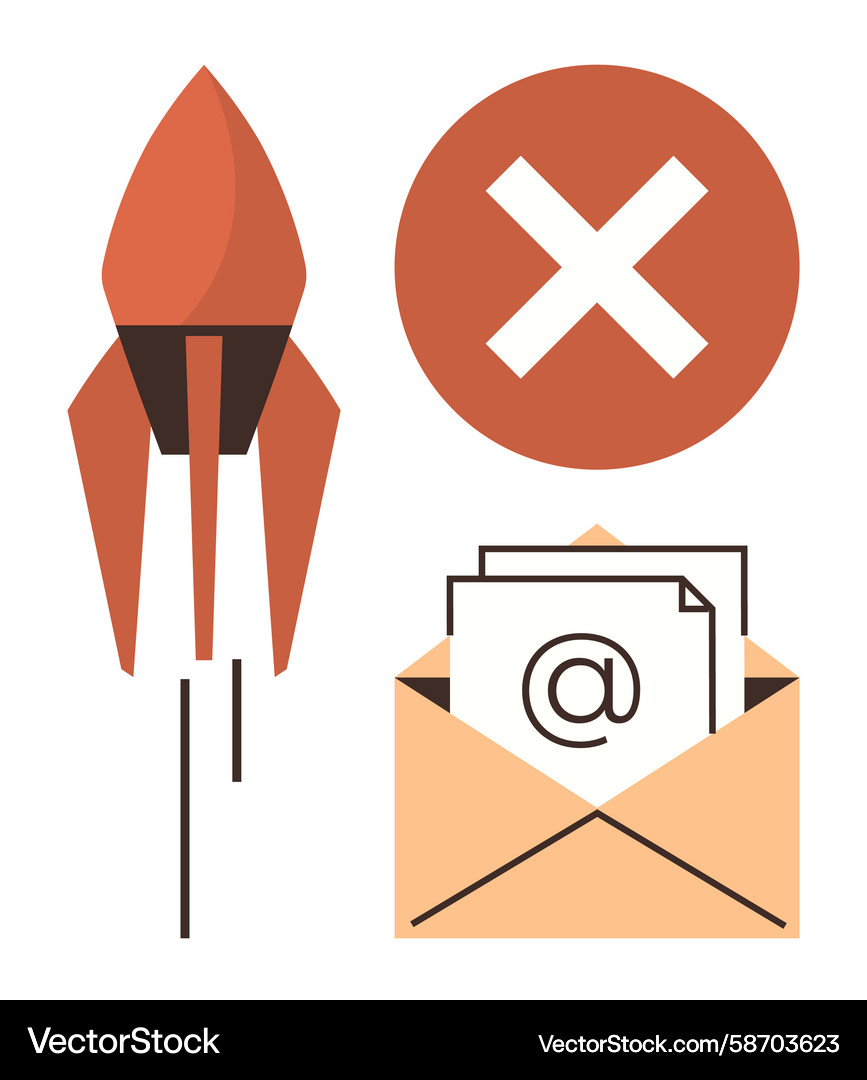 Failed Launch: Email & Error Vector Image