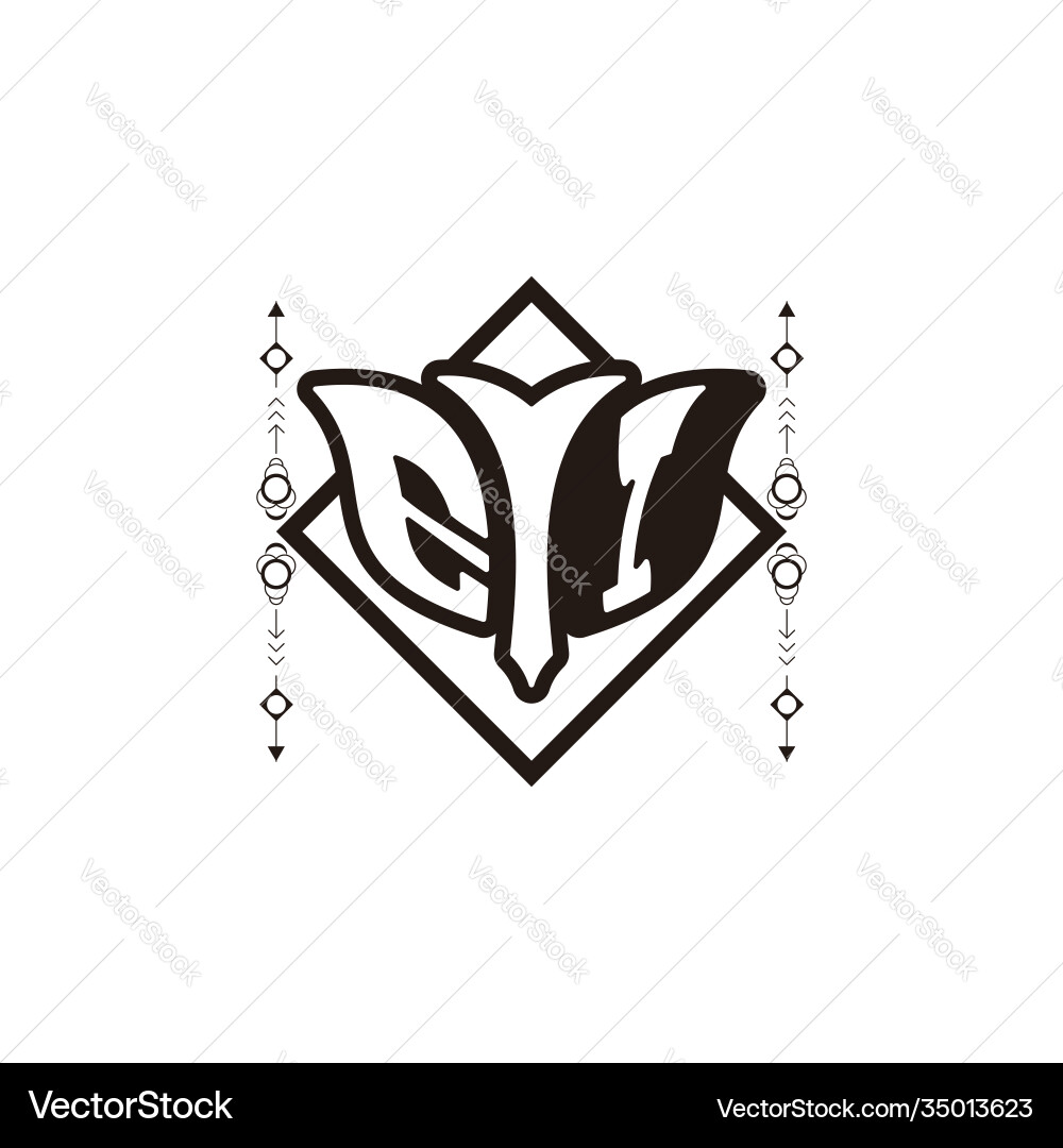 Initial letter e i bow and arrow white black Vector Image