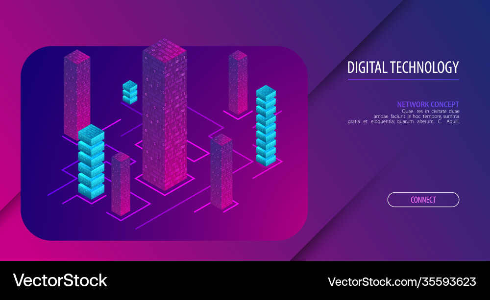 Isometric big data flow processing concept cloud Isometric big data flow processing concept cloud vector image