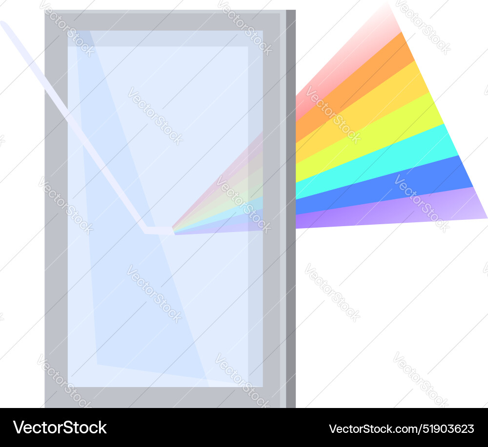 Light beam passing through prism creating rainbow Light beam passing through prism creating rainbow vector image