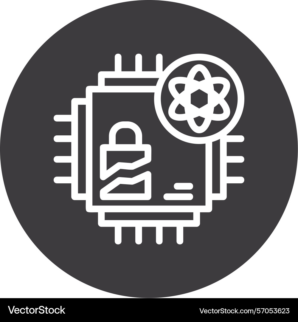Quantum cryptography line circle style icon design Vector Image