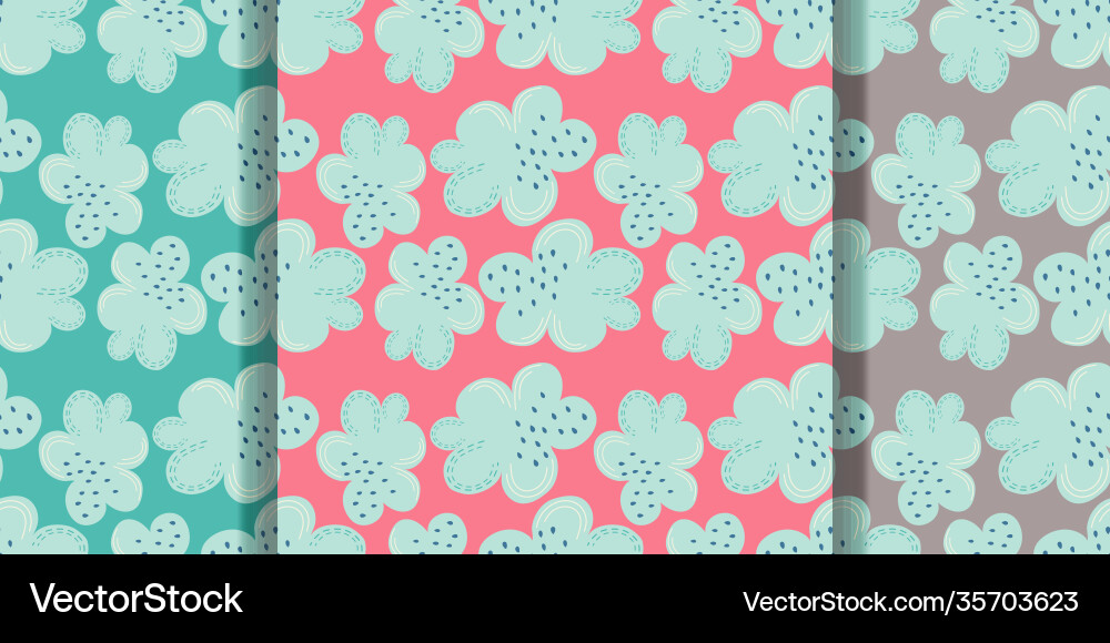 Set scandinavian seamless pattern with clouds vector image
