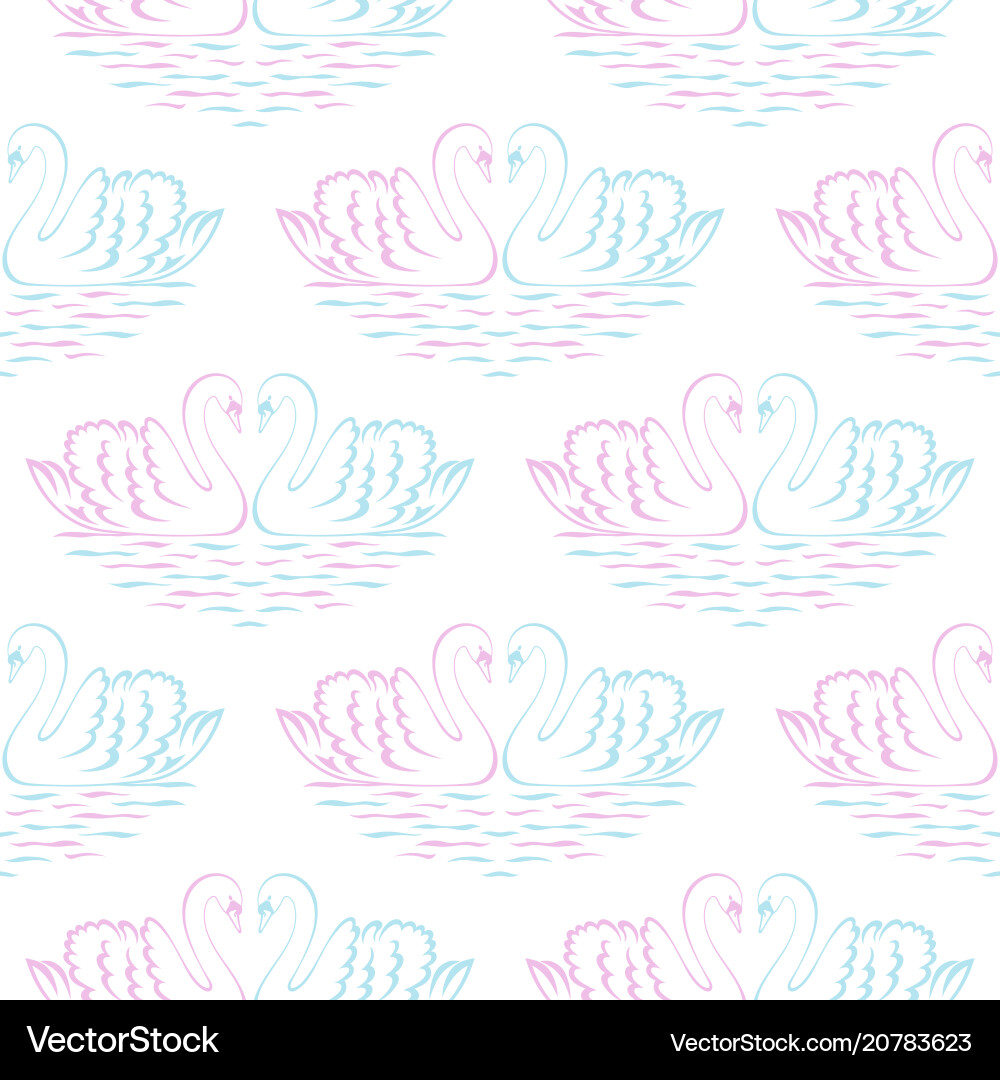 Swan pair seamless pattern Swan pair seamless pattern vector image
