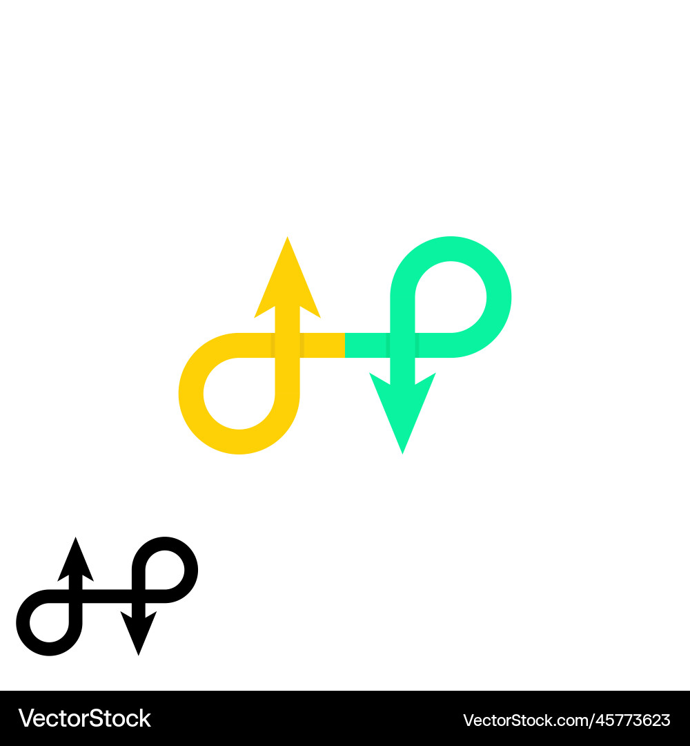 Two way direction arrows simple color triple Two way direction arrows simple color triple vector image