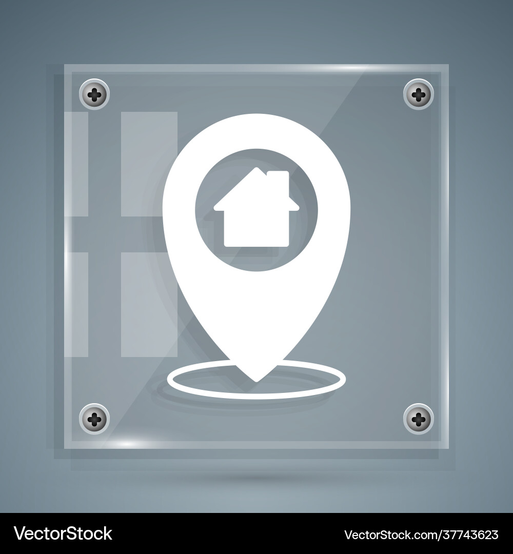White map pointer with house icon isolated on grey White map pointer with house icon isolated on grey vector image