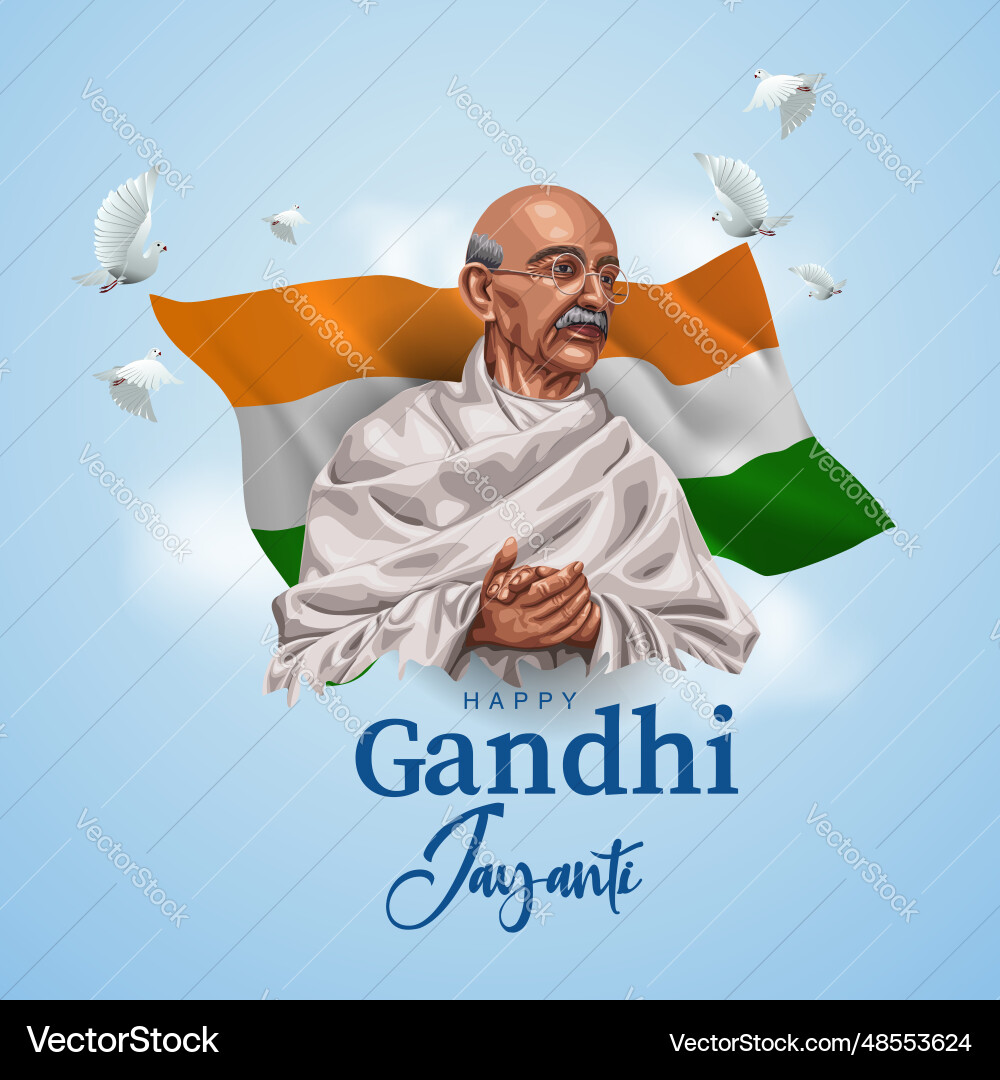 2nd october happy gandhi jayanti indian freedom vector image