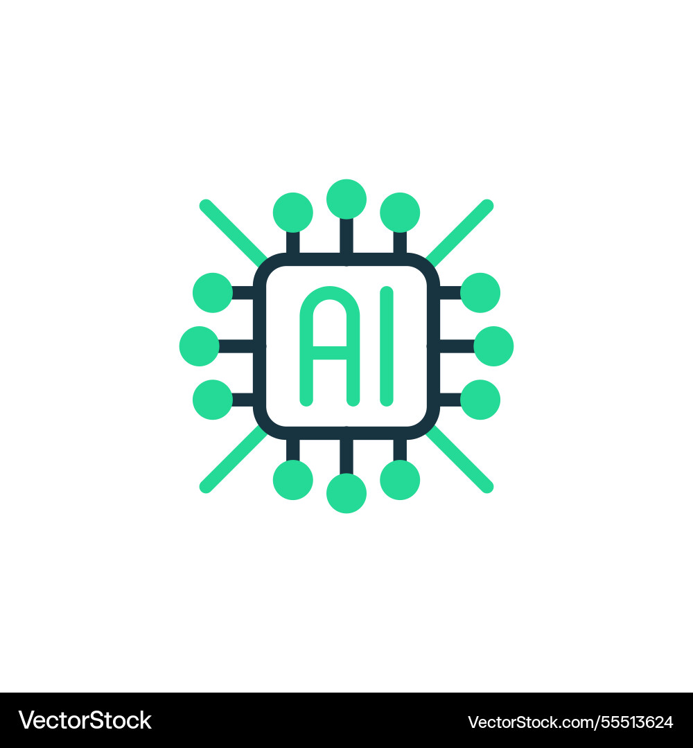 Ai monitoring two tone color icon linear style Ai monitoring two tone color icon linear style Vector Image