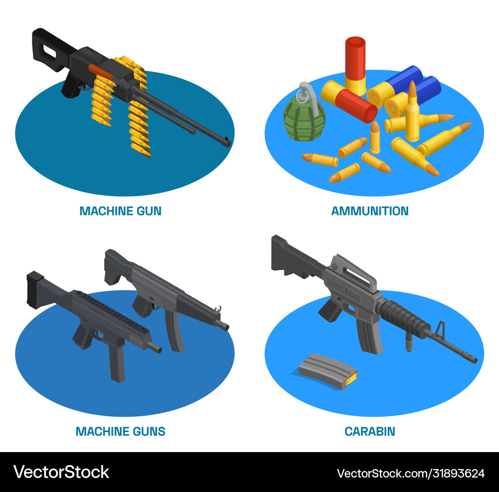 Army guns compositions set vector image
