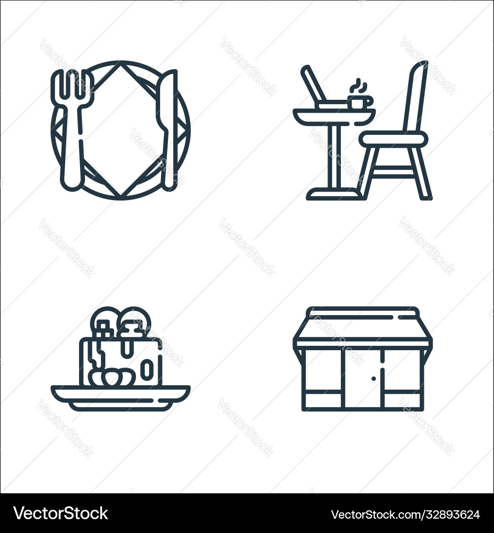 Cafe line icons linear set quality Cafe line icons linear set quality vector image