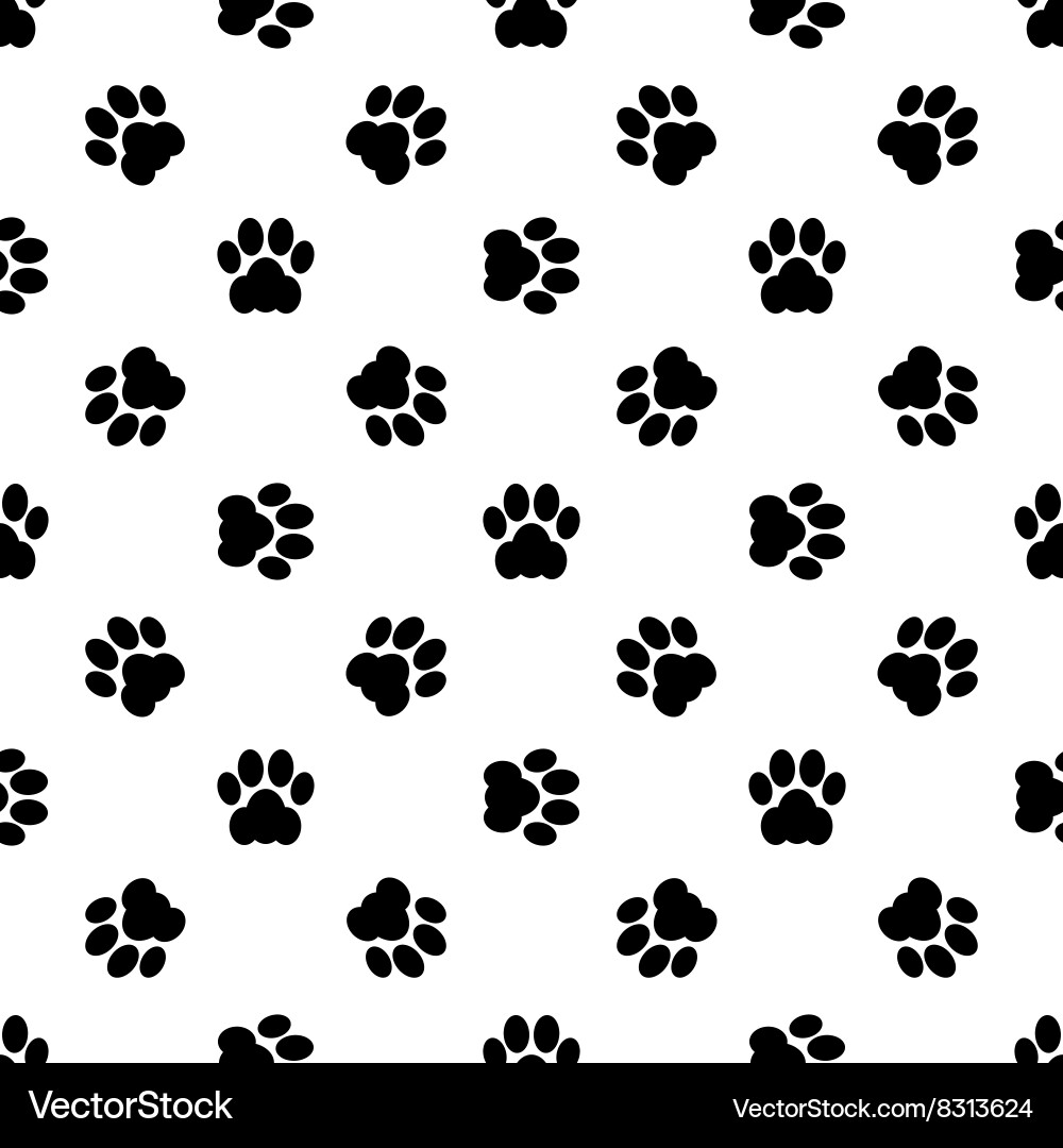 Cat Paw Footprint Seamless Pattern Vector Image